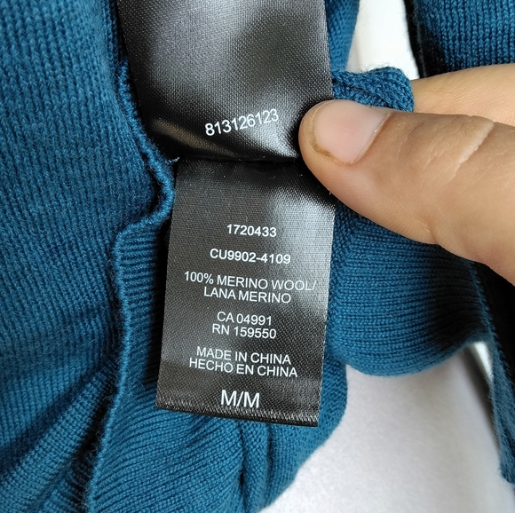 Katherine Barclay Womens Extra Fine Merino Wool V Neck Sweater Teal Size Medium - Picture 8 of 10